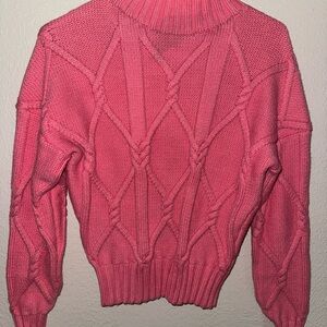 Pink Cable Knit Women's Sweater